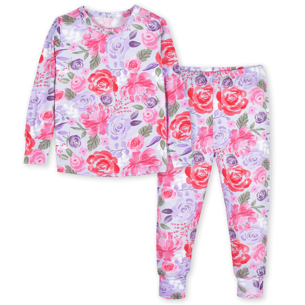 Gerber Unisex Baby Toddler Buttery Soft 2-Piece Snug Fit Pajamas with Viscose Made from Eucalyptus  Lilac Garden  3T