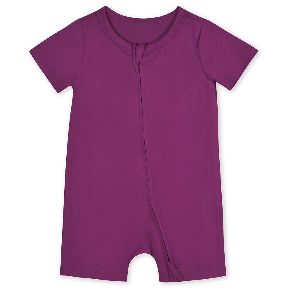 Gerber Unisex Baby Buttery-soft Short Sleeve With Viscose Made Eucalyptus Romper  Raspberry  3-6 Months US