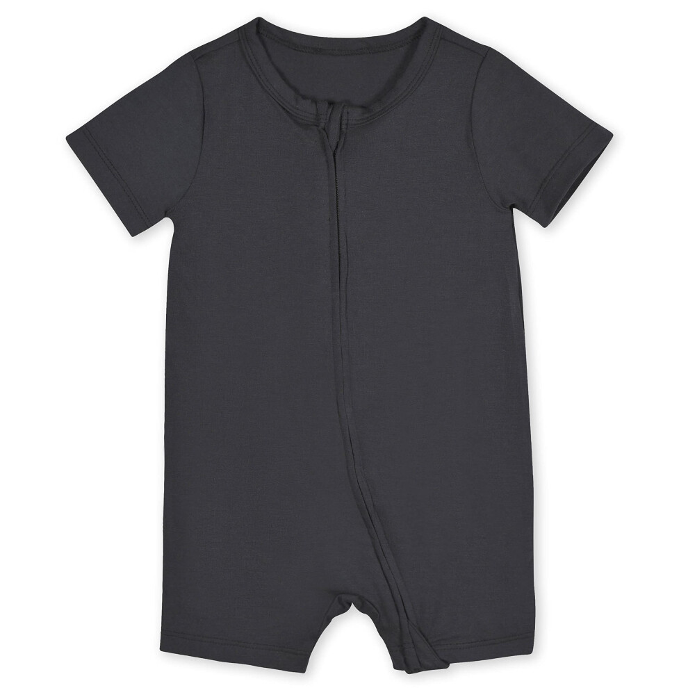 Gerber Unisex Baby Buttery-soft Short Sleeve With Viscose Made Eucalyptus Romper  Shadow  12 Months US