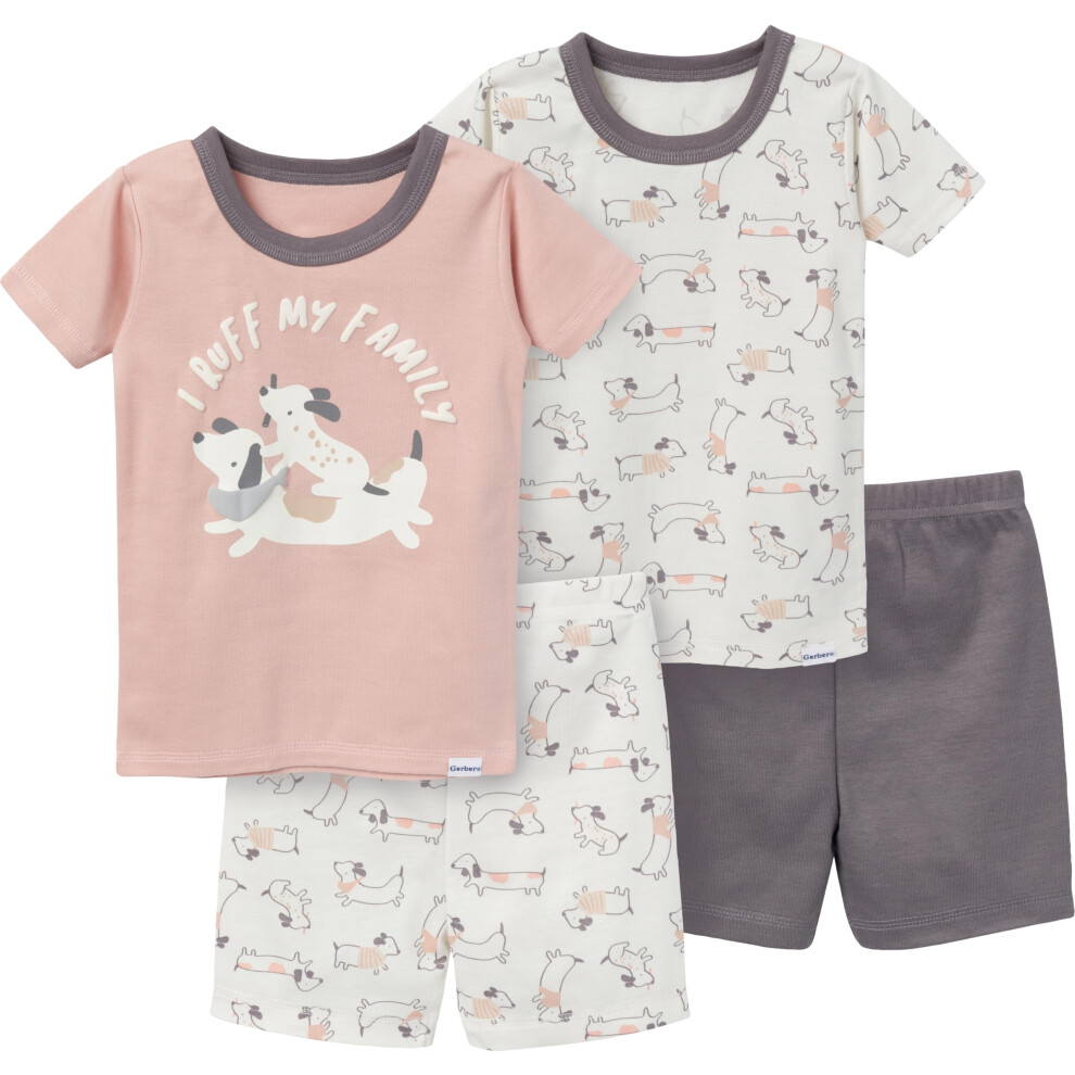 Gerber Baby Girls' Toddler Snug Fit 4-Piece Pajama Set  Neutral  2T
