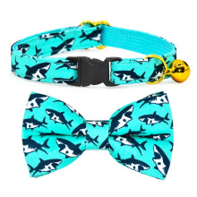 Oceanic Sharks Cat Breakaway-Halsband, Fliege mit Glckchen, Hochzeits-/Geburtstags-Katzenzubehr