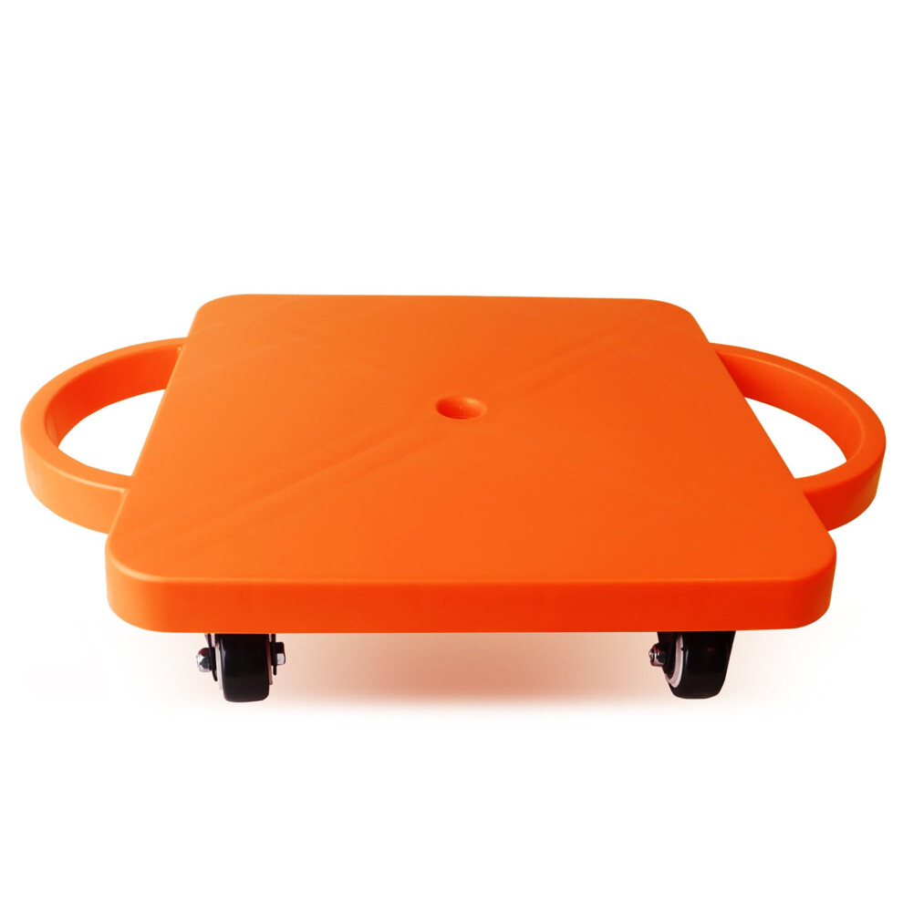 GSE Games & Sports Expert Orange Sports Scooter Board with Handles Floor Sitting Scooter Board with Non-Marring Plastic Casters for Kids Children Gym