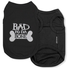 Parisian Pet Hunde-T-Shirt  bestickte Hundekleidung mit Bad to Da Bone  rmellose Haustierweste aus 100 % Baumwolle  maschinenwaschbares Shi