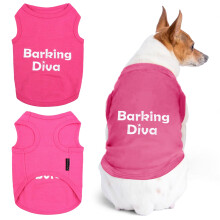 Parisian Pet Hunde Tshirt - Broderet Barking Diva Hundet?j - ?ndbar og let k?ledyrsvest - ?rmel?se lyser?de T-shirts - Maskinvaskbare skjorter ti