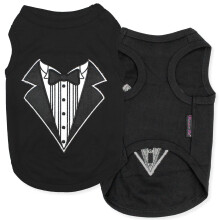 Parisian Pet Hunde Tshirt - Broderet Tuxedo Tank Top - 100 % bomuld og letv?gts hundet?j - ?rmel?se, maskinvaskbare sorte t-shirts til store hund