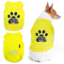 Parisian Pet Hundetrje - Broderet Who Saved Who Hundeskjorte - Let og hudvenlig hundetj - Gule rmelse hundet-shirts - Maskinvaskbar hundeskjo