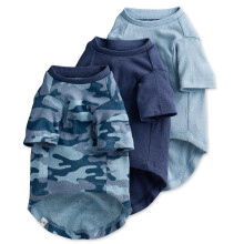 Pet Passion Multipack 100% Organic Cotton Dog Short Sleeve T-Shirt Pet Tees for All Breeds  Camo-Navy  X-Small