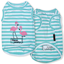 Parisian Pet Dog Tshirt - Broderet Flamingos Tank Top - 100 % bomuld og letv?gts hundet?j - T-shirts uden ?rmer - Maskinvaskbar skjorte til store