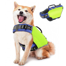 Pawaboo Dog Life Jacket Reflective Safety Vest with Adjustable Pet Life Preserver Ripstop Dog Lifesaver for Swimming Boating - Bright Yellow M