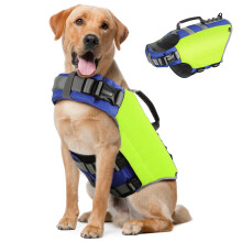 Pawaboo Dog Life Jacket Reflective Safety Vest with Adjustable Pet Life Preserver Ripstop Dog Lifesaver for Swimming Boating - Bright Yellow XL