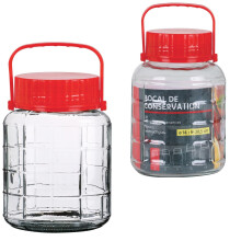 2L Glass Jar Food Preserve Seal-able Airtight Container With Red plastic lid