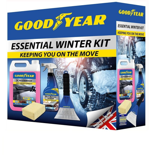 Goodyear Winter Essential Car Kit Screenwash|Demister Pad|De-Icer|Ice Scraper