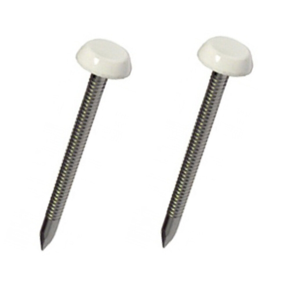 50 x White UPVC 30mm Poly Top Pins Nails Plastic Headed Fascia Fixings