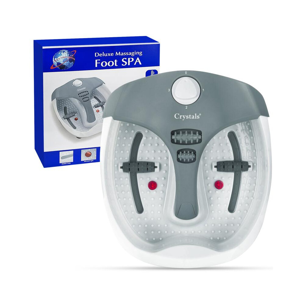 (Default) Crystals Foot Spa Pedicure Electric Vibrating Comfort Relaxing Massage with Heat, Bubble, Infrared