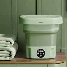 (Green) 8L Portable Washing Machine Mini Washer Foldable Washer and Spin Dryer Travel UK