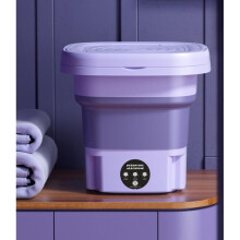 (Purple) 8L Portable Washing Machine Mini Washer Foldable Washer and Spin Dryer Travel UK