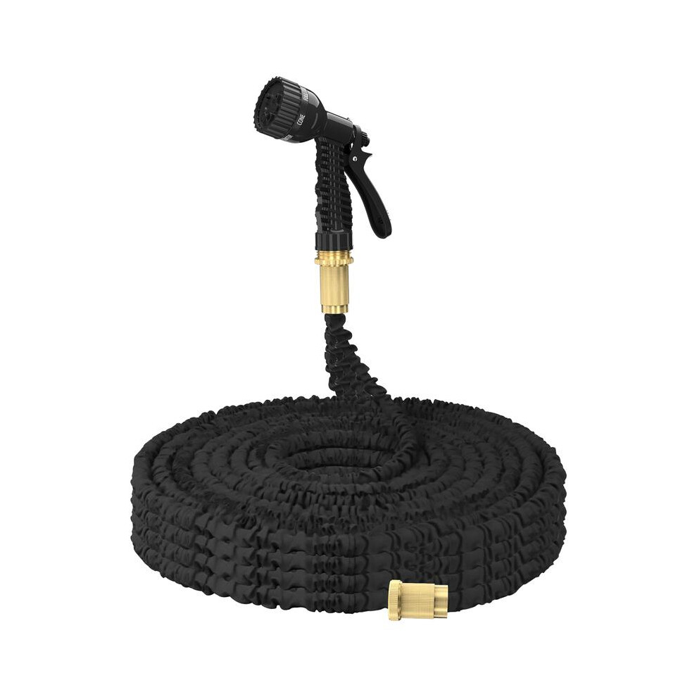 (BLACK, 75FT) 75FT Garden Hose Expandable Water Hose Pipe 3 Times Expanding Flexible Magic Hosepipe 7 Spayer Mode Spray Gun 3/4" 1/2" Connectors for Watering
