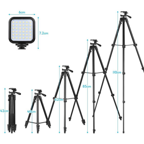 (black) Vlogging Kit for iPhone/Androidphone/Cameras Phone Holder for Video Recording with 50" Extendable Tripod/Capture Remote 1