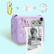 (Purple, 1 set) Instant Print Camera for Kids,1Set Selfie Digital Camera with3Rolls Print Paper&Lanyard,High Definition Video Camera,Portable Printer,Kids Toys