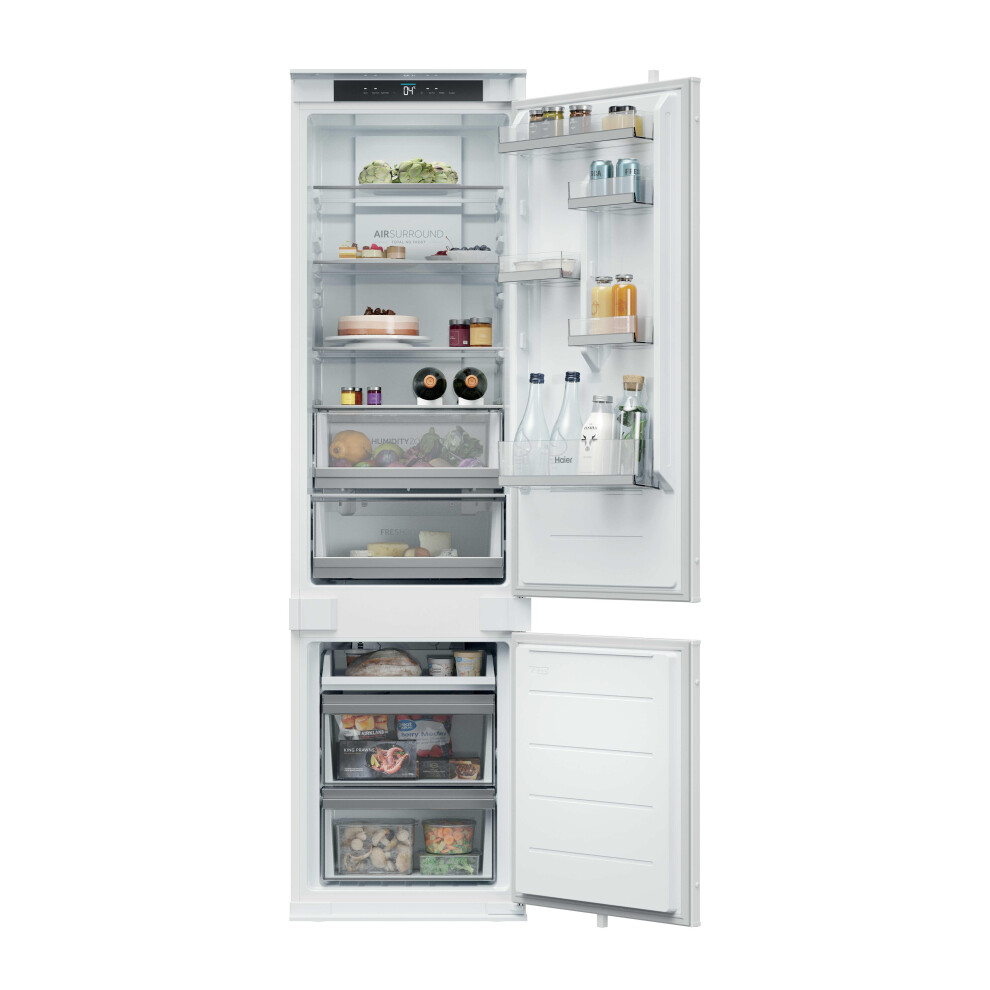 Haier Series 6 HBQW5519EK-UK 194cm High 70/30 Integrated No Frost Fridge Freezer with Sliding Door Fixing Kit - White - E Rated