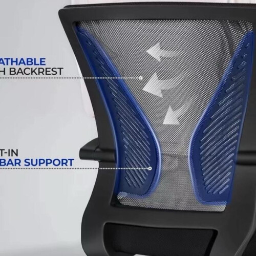 (Default) Ergonomic Mesh Office Chair – Adjustable Height, Swivel & Armrests – Comfy Study/Work Chair (Black) 1