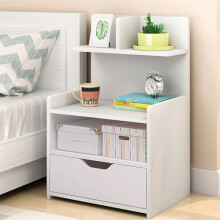 (Default) White Bedside Table with Drawers for Living Room, Bedroom, or Hallway - 60x32.5x25.5CM