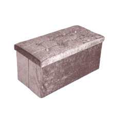(Blush Pink / Crushed Velvet, 78cmx38cmx38cm Weight 5.0 Kg) Storage Box Folding Ottoman Collapsible Toys Square Chest Box 2 Sizes | Large Padded Footstool or Storage Chest Lid for Bedroom, Storage Seat