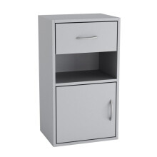 (Grey) Wooden Bedside Table with 1 Drawer and 1 Door