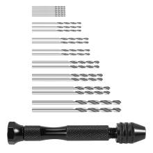Handboorbitset, DIY precisie-pinbankschroefmodel mini-spiraal met 25 stuks 0,3 mm tot 3,0 mm microboor (zwart)