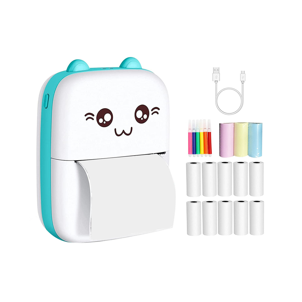 Mini-imprimante, imprimante de poche portable, imprimante thermique sans fil Bluetooth intelligente, imprimante photo pour smartphone, bleu