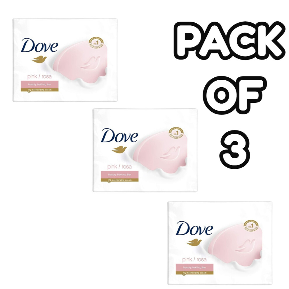 Pink (Pack Of 3) Dove -Rosa Deep Moisture Beauty Bar Soap 100G |Softer, Smoother More Radiant Skin |Dirt & Germs Cleanser