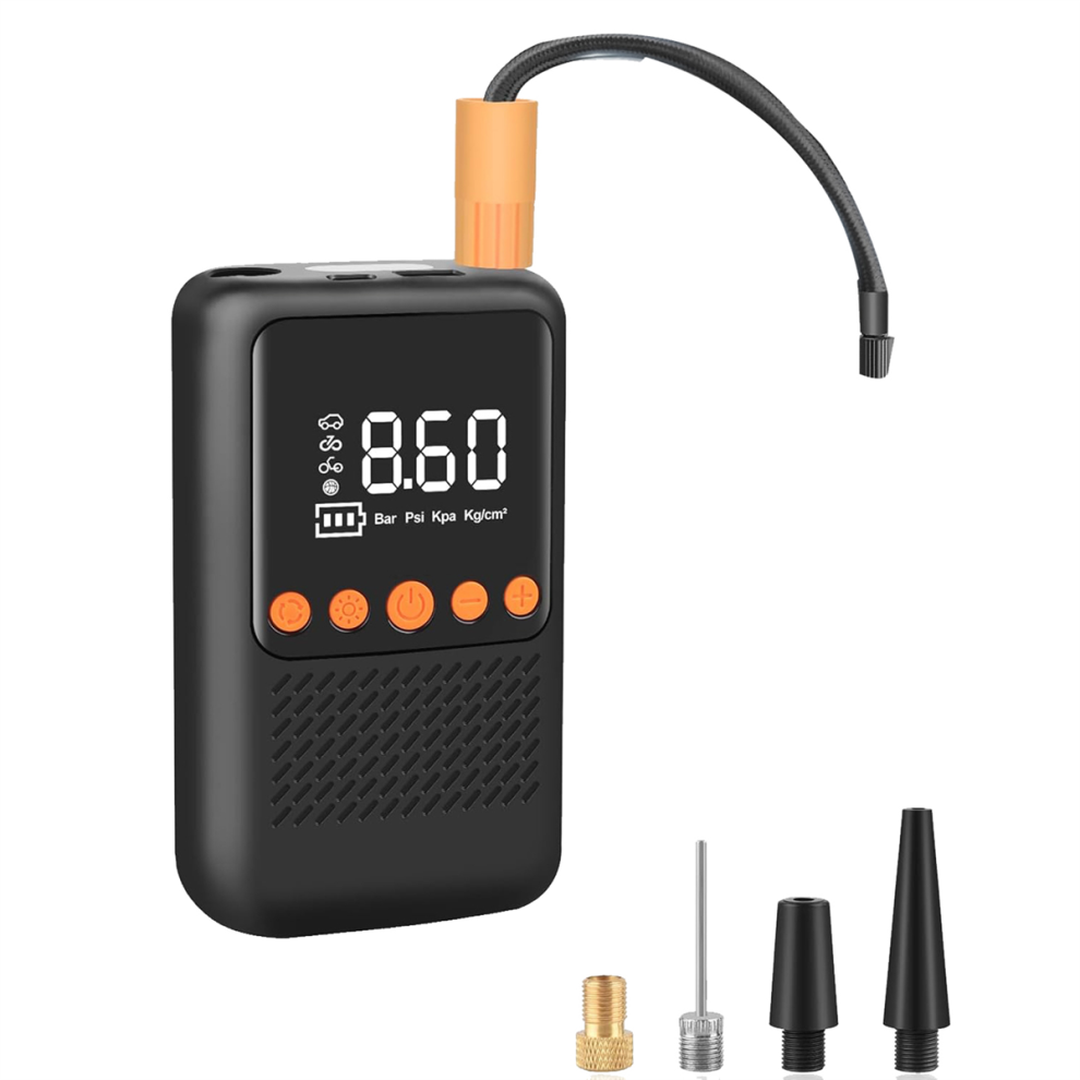 Gonfleur de pneus électrique portable, compresseur d'air sans fil pour pneus de vélo avec manomètre