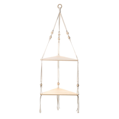 Wandrek van hout, hangrek, macramé wandrek met haken, zonder boren, als