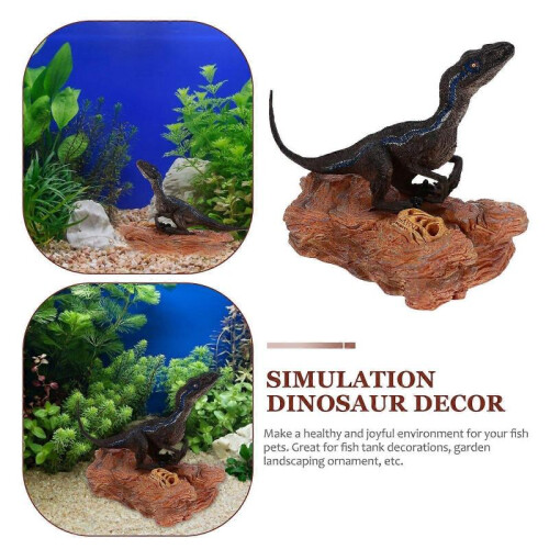 Artificial Dinosaur with Platform Ornament Aquarium Landscape Fish Tank Decor 2