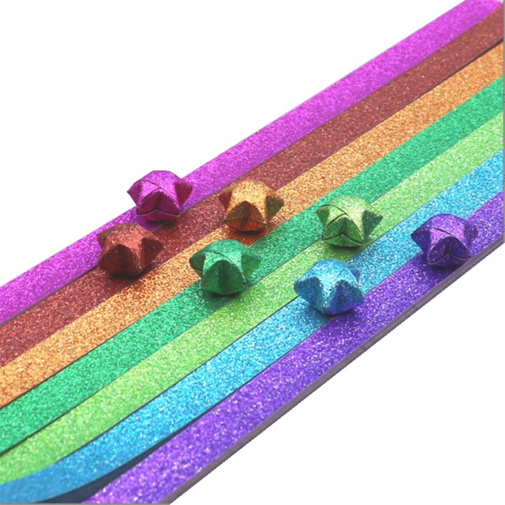 520 feuilles de papier pailleté pliable, étoiles, décoration porte-bonheur pour les arts manuels, multicolore