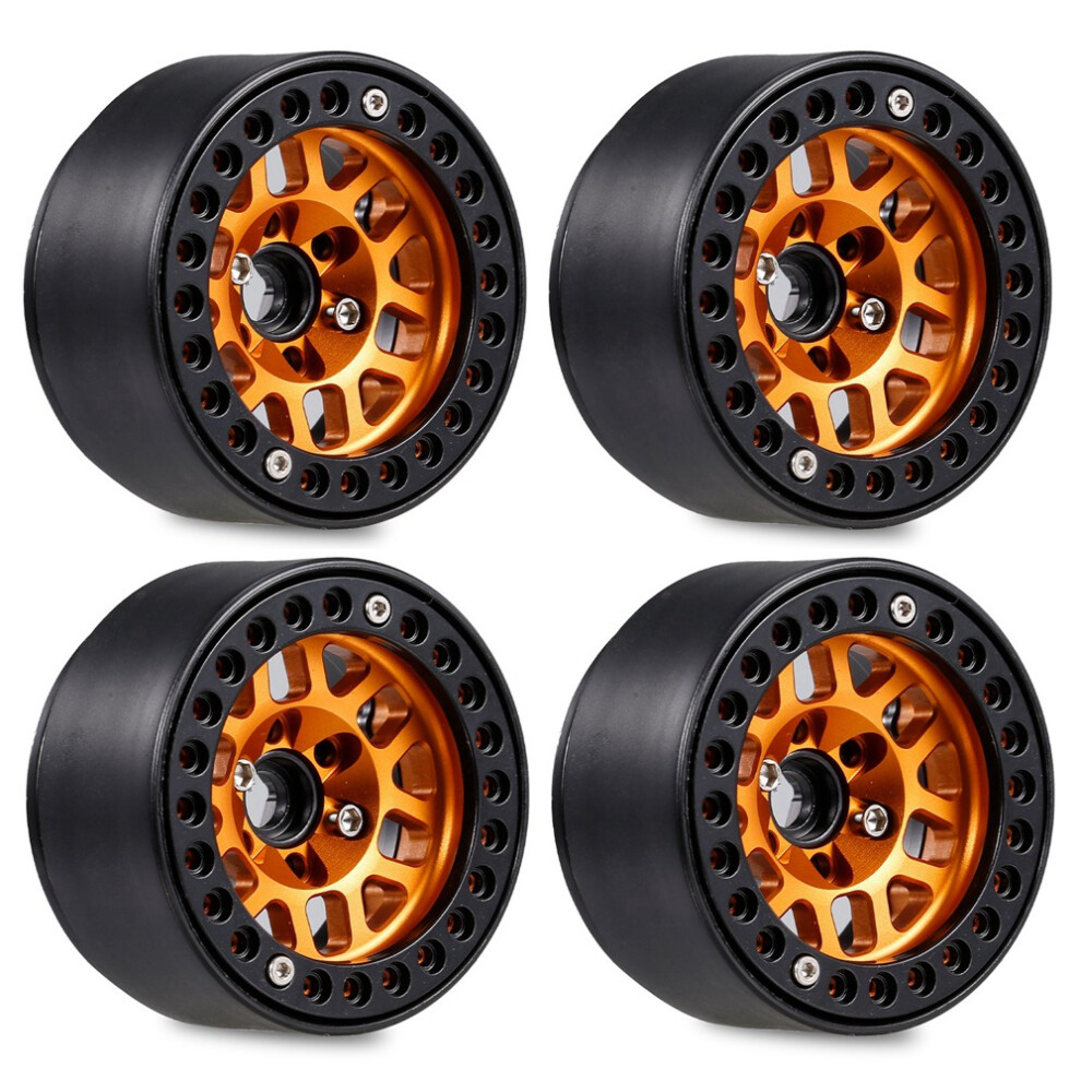 Llantas De Cubo De Rueda Con Abalorios De Metal De 1,9" Para Crawler Rc Axial SCX10 90046 AXI03007 TRX4 Redcat D90, Color Naranja-image