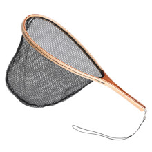 Fliegenfischen Kescher Holzgriff Nylon Forellennetz Fischfang Release Scoop Werkzeug