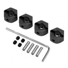 4Pcs 12mm Hex Wheel Hubs Nuts Aluminum Alloy High Accuracy RC Wheel Hex Hubs Drive Adapter for 1/10 RC Car Black