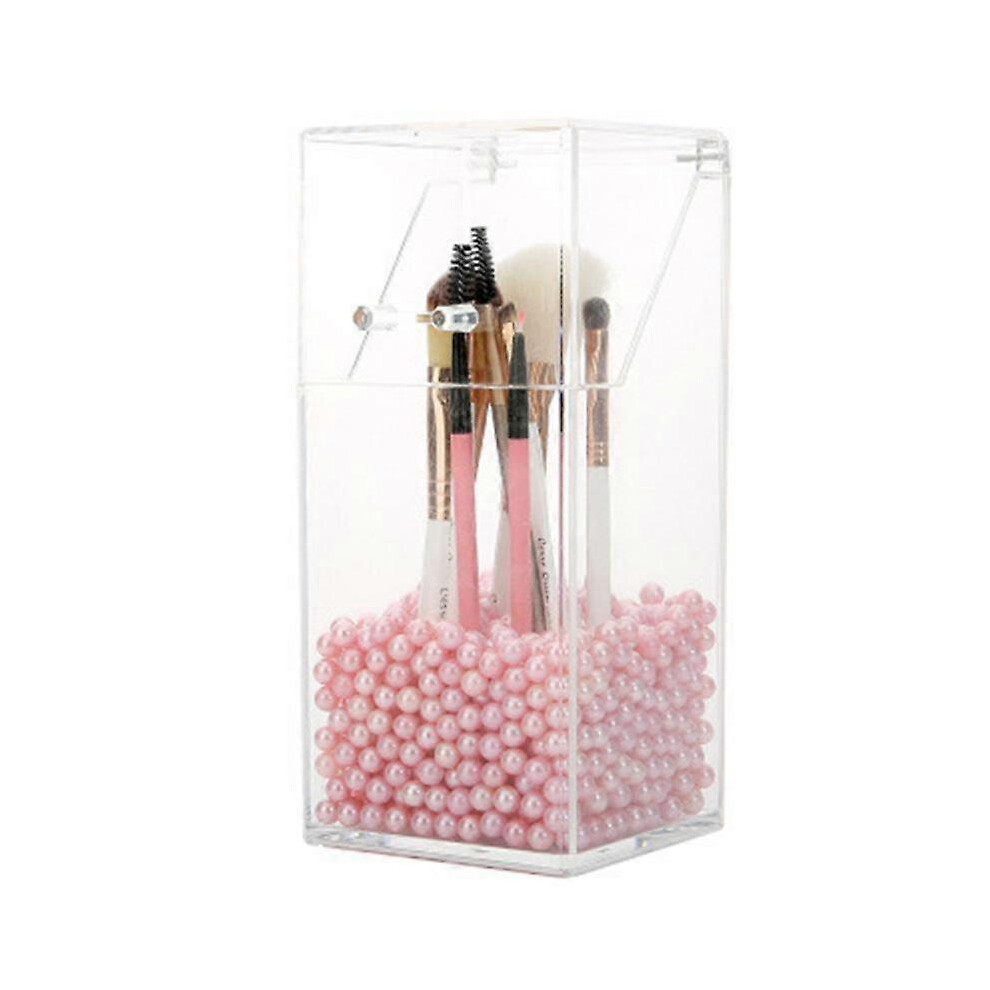 Boîte de rangement anti-poussière en acrylique transparent Boîte de rangement carrée de bureau Pinceau de maquillage Crayon à sourcils