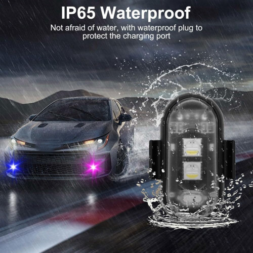 4PCS Wireless LED Strobe Lights with Remote Control, 8 Colors USB Charing Waterproof Emergency Warning Lights 2