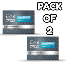 (PACK OF 2) DOVE MEN +CARE Cleansing Bar Clean Comfort Hydrating 3in1 For Clean Face, Body & Shaving With ¼ Moisturizing Cream 100g