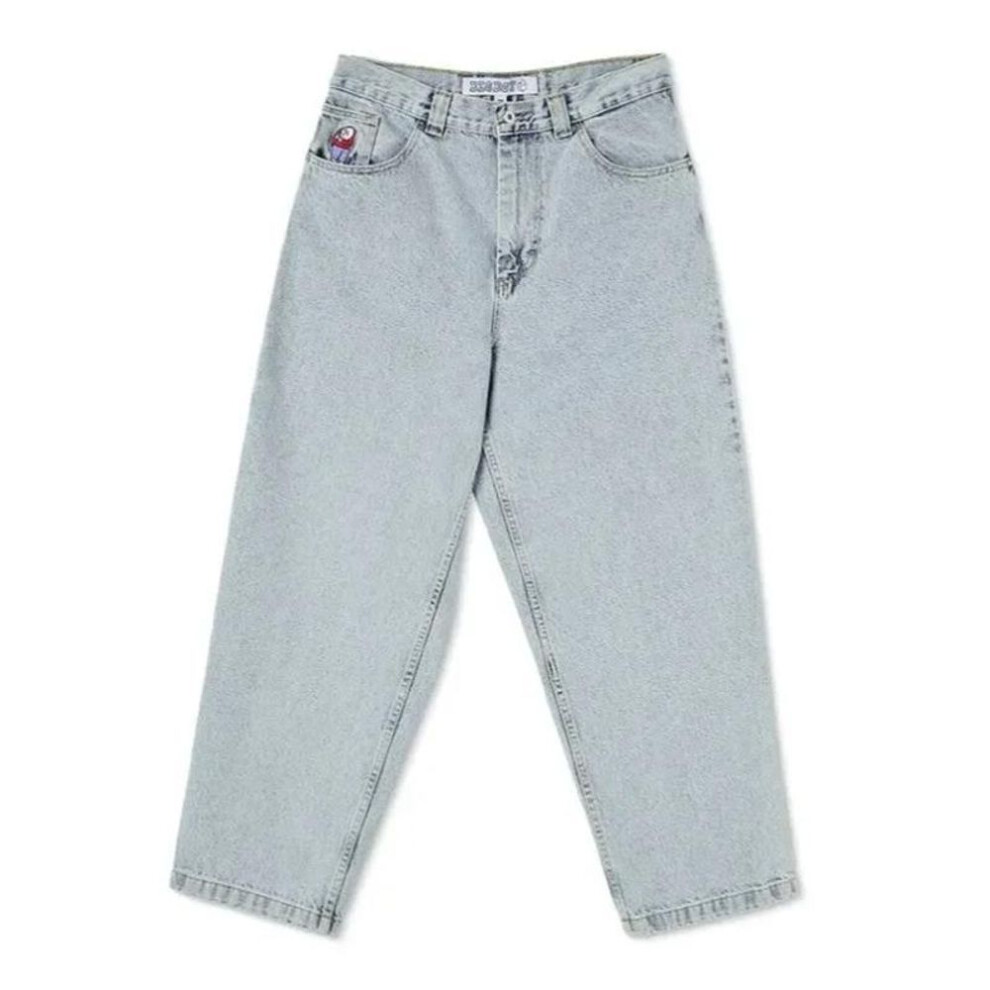 (light blue, M) New Harajuku Hip Hop Cartoon Y2k Big Boy Jeans Graphic Embroidery Baggy Jeans Pants High Waist Wide Leg Trouser Streetwear