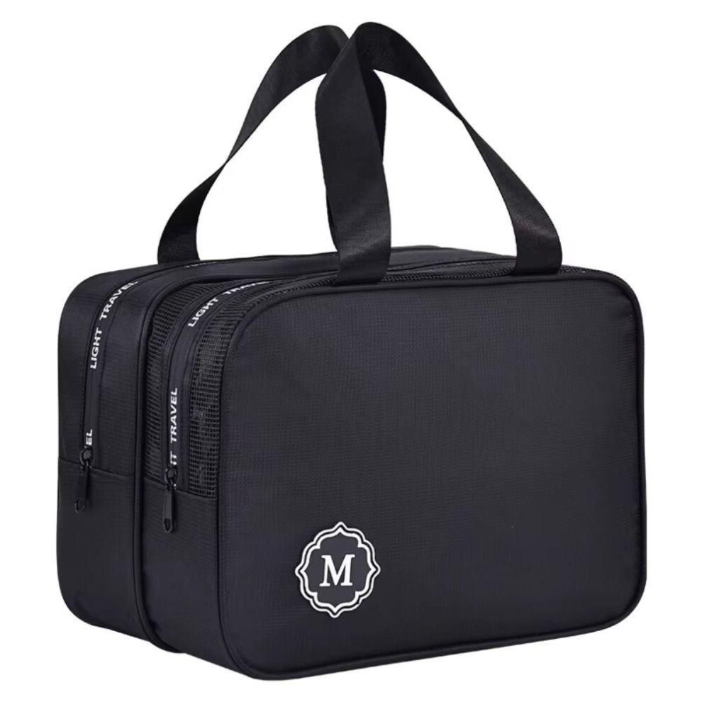 (black, L) Large Capacity Makeup Bag For Men Dry Wet Separation Toiletry Organizer  For Travel Storage