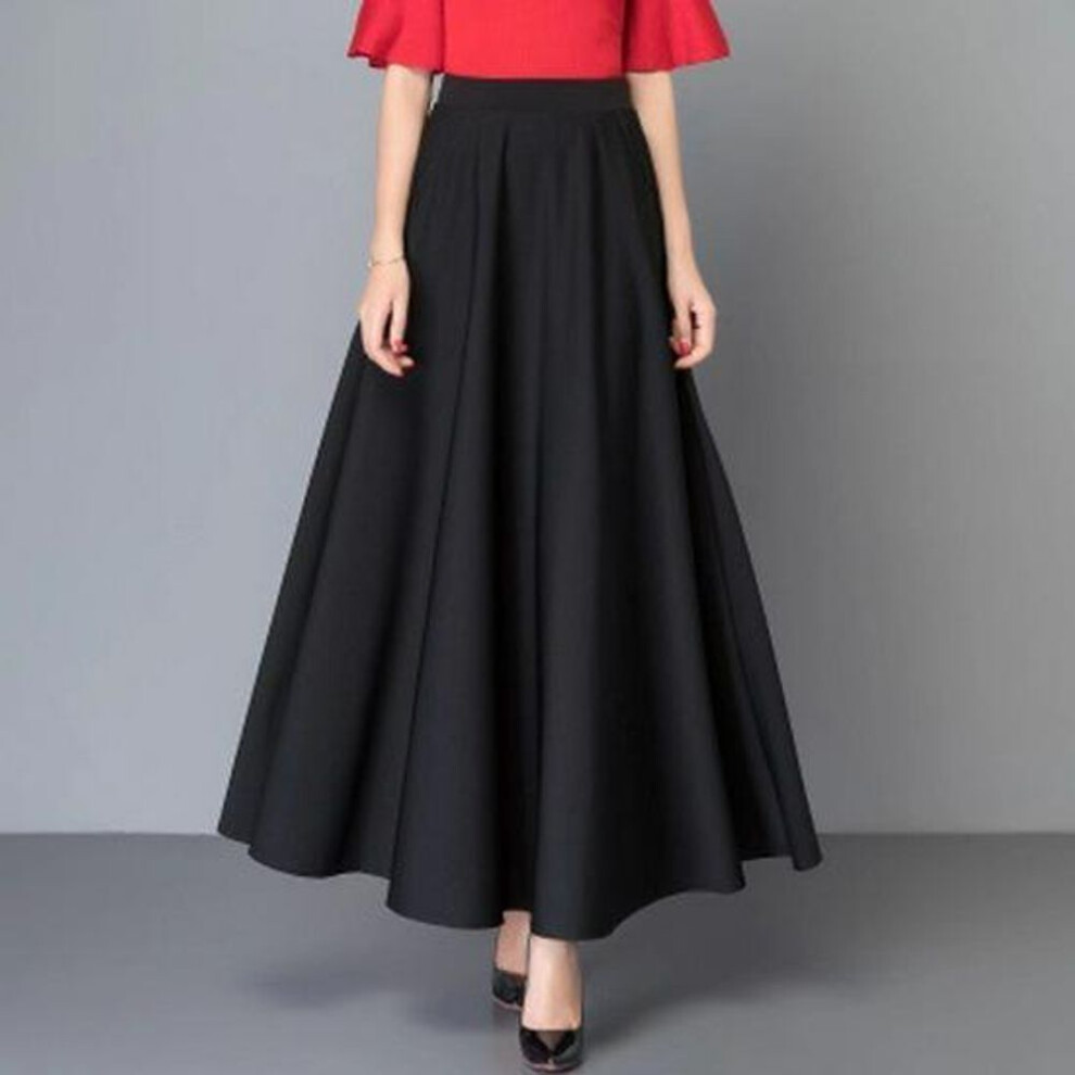(3XL, black) Women's Solid Color High Waist A-line Skirt - Slim Fit, Big Swing, All-season, Southeast Asian Style