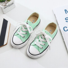 (Light Green, UK 6.5 Infant=EU 24) Kids Boy Girl Low Top Canvas Shoes Trainer Sneaker