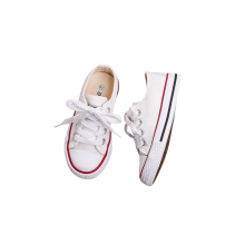 (White, UK 4 Infant=EU 20) Kids Boy Girl Low Top Canvas Shoes Trainer Sneaker