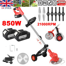 Cordless Strimmer Grass Trimmer Cutter Garden Lawn Edger +2 Rechargeable Battery