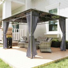 Outsunny 3 x 3.6m Hardtop Gazebo for Garden Party w/ Polycarbonate Curtains