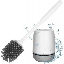 Toilet Brush with Ventilated Drying Holder, Silicone Toilet Bowl Brush  Sturdy Cleaning Toilet Brush, Floor Standing & Wall Mounted Without Drilling