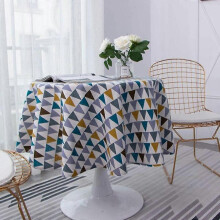 Round Tablecloth 150cm Cotton and Linen Fabric Simple Twill Tablecloth Nordic Style Stain-Proof Wrinkle-Resistant Decoration for Kitchen Dining Table